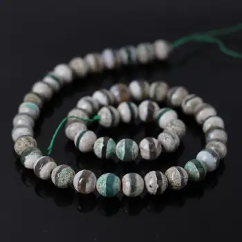 

2Strand/lot 8mm Dyed Green One Line Tibetan Agates Dzi Faceted Round Beads Wholesale,Tibetan Dzi Natural Stone Round Beads