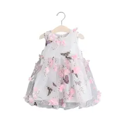 Mudkingdom/летние платья для маленьких девочек с поясом; платья без рукавов с круглым вырезом и бабочкой для девочек; милая детская одежда в