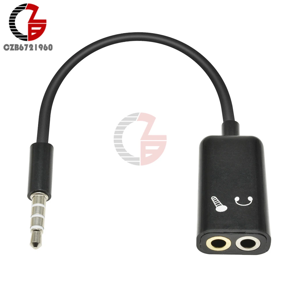 2 in 1 3.5mm Splitter Stereo Audio Cable Adapter Connector Male to Headphone Headset + Microphone Mic for PC Laptop