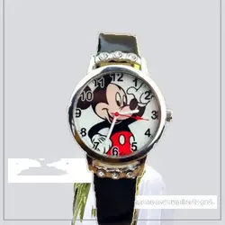 Детская с Микки Маусом лента с рисунками мыши часы Симпатичные Модные студенческий пояс часы