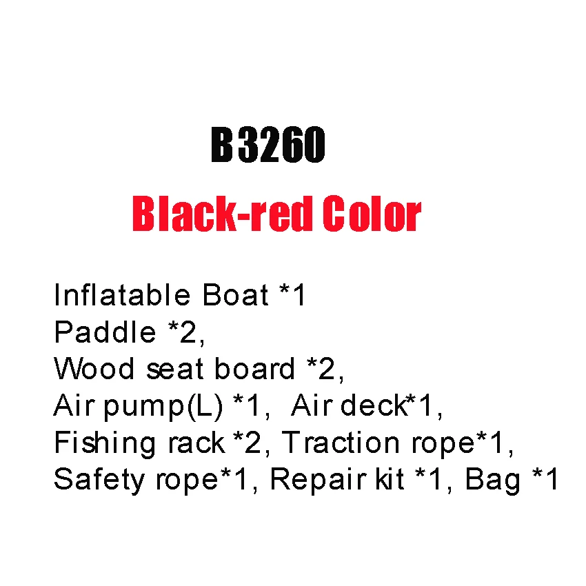 0,7 мм ПВХ надувная лодка рыболовная гребная лодка для дрифтинга Sufing с алюминиевыми веслами и воздушным насосом 2-3/3-4/4-5 человек - Цвет: B3260-black-red