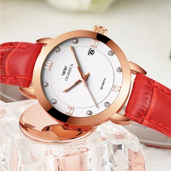 

Top Brand Luxury Montre Femme OLMECA Fashion Women's Leather Watches Casual Waterproof Ladies Quartz Wristwatch Relogio Feminino