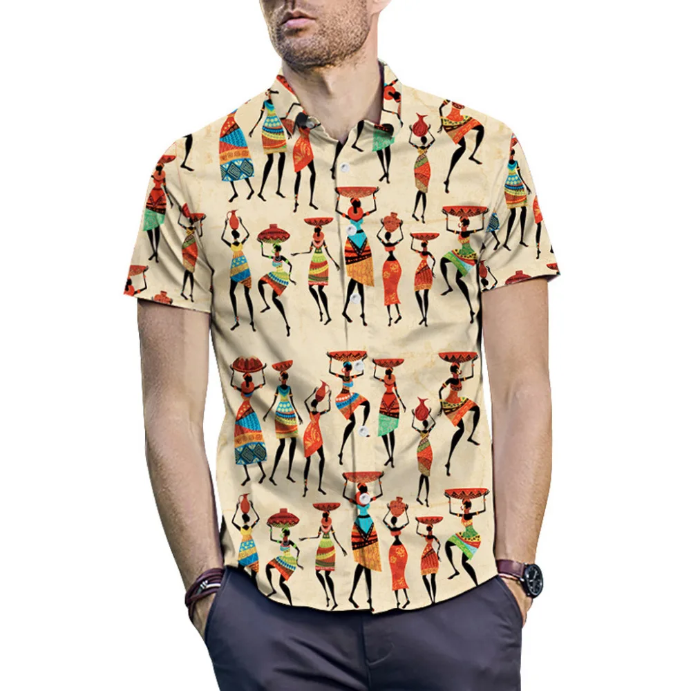 

2019 New Style Hot Sale Men's 3D New Summer Stripe Printed Short-Sleeved Shirt Fashion Blouse Top High Quality comfortable