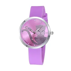 

SKONE Explosion hot selling ultra thin dial fashion girls cute cartoon cat watch silincon band women luminous hands watches
