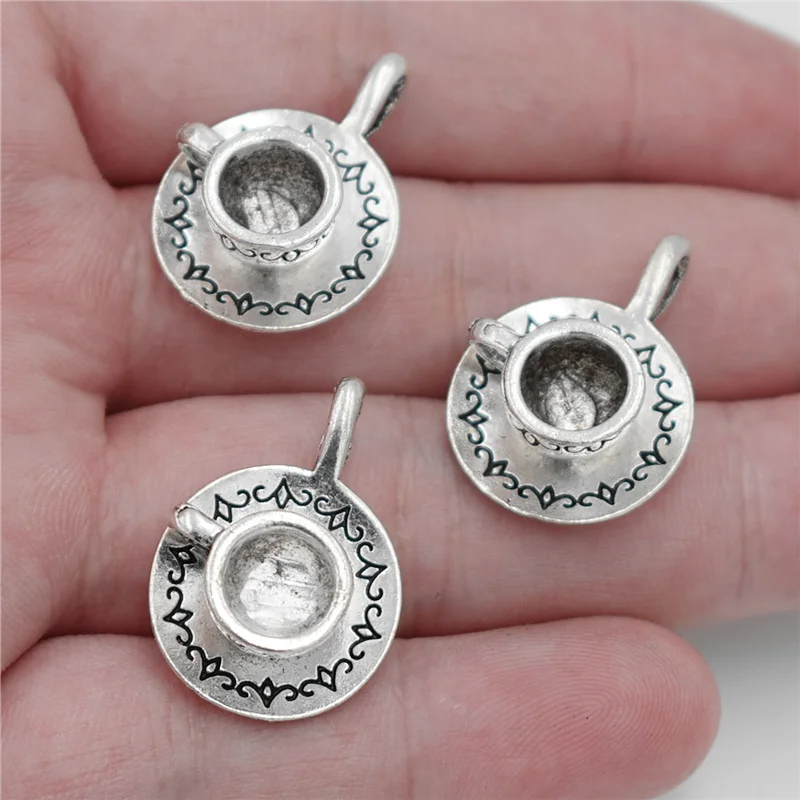 2pcs 27*19*9mm Antique Silver Plated 3D Coffee Cup Charms Teacup Pendants for Necklace DIY Jewelry Findings Handmade Craft 2pcs 27*19*9mm Antique Silver Plated 3D Coffee Cup Charms Teacup Pendants for Necklace DIY Jewelry Findings Handmade Craft