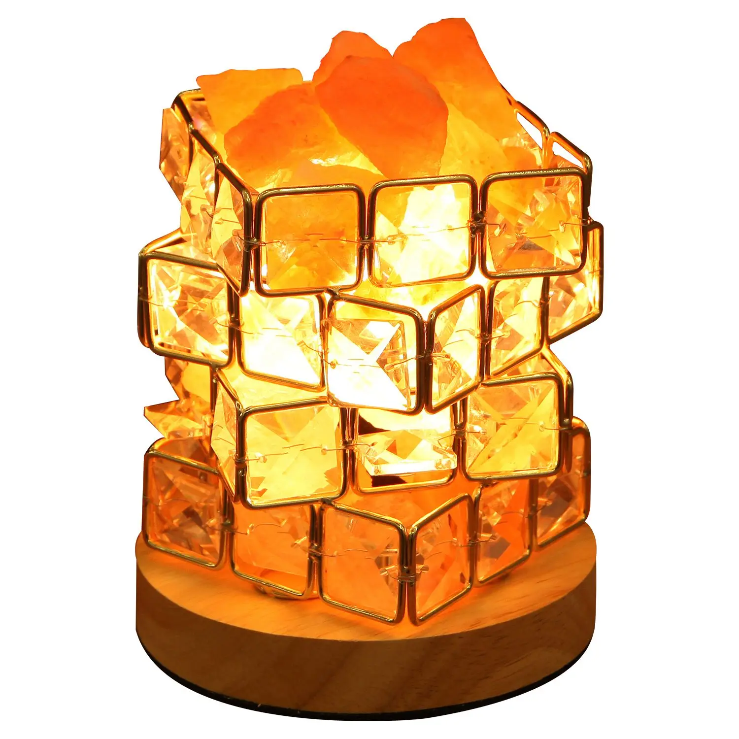 

GYTB Himalayan Salt Lamp,Natural Hymalain Salt Rock in Crystal Basket with Dimmer Switch,UL-Listed Cord &Wood Base US Plug