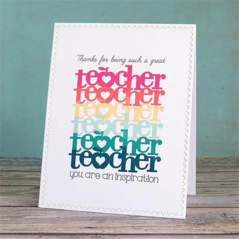 

GJCrafts 1PC Teacher Letters Metal Cutting Dies New Greeting Dies Stencils for DIY Scrapbooking Album Decorative Embossing Card