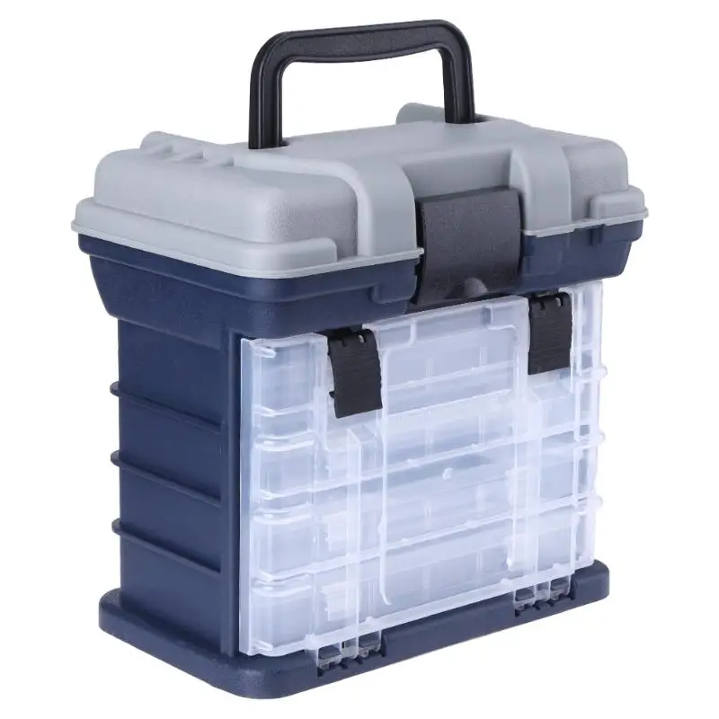 

Portable Multi-Layer Fish Lures Container Durable Fishing Bait Tackles Storage Box Case with 4 Movable Bait Boxes