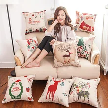 45x45cm Pillow Case Christmas Decorations For Home Santa Clause Christmas Deer Cotton Linen Cover Cushion Home Decor 45x45cm Pillow Case Christmas Decorations For Home Santa Clause Christmas Deer Cotton Linen Cover Cushion Home Decor