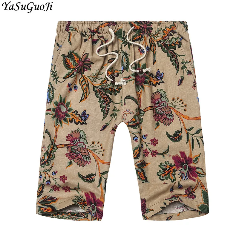 

New 2018 summer fashion plus size 8xl floral print casual shorts men knee length short homme men's ealstic waist shorts DK10