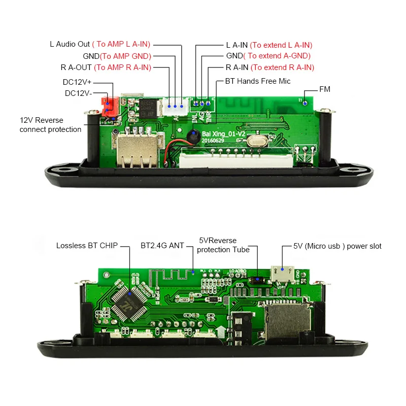 BT гарнитура L7809 регулятор напряжения Φ RCA аудио MP3 декодер плата Bluetooth модуль
