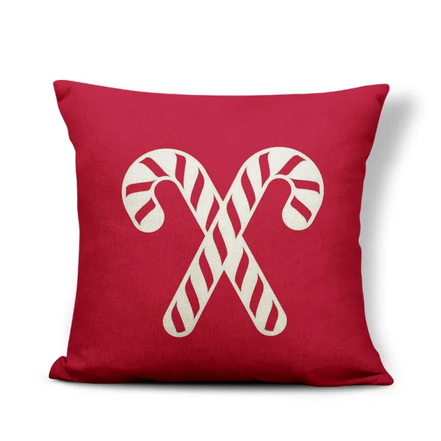 Christmas Pillow Decoration Ball Candy Canes Pillow Cushions Joy Red