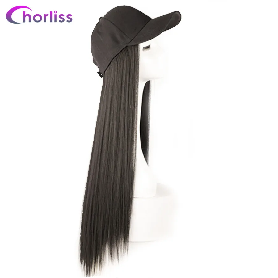Натуральные длинные прямые парики для женщин 20 ''синтетические парики с регулируемой бейсболкой Chorliss утка язык шляпа с волосами Парики