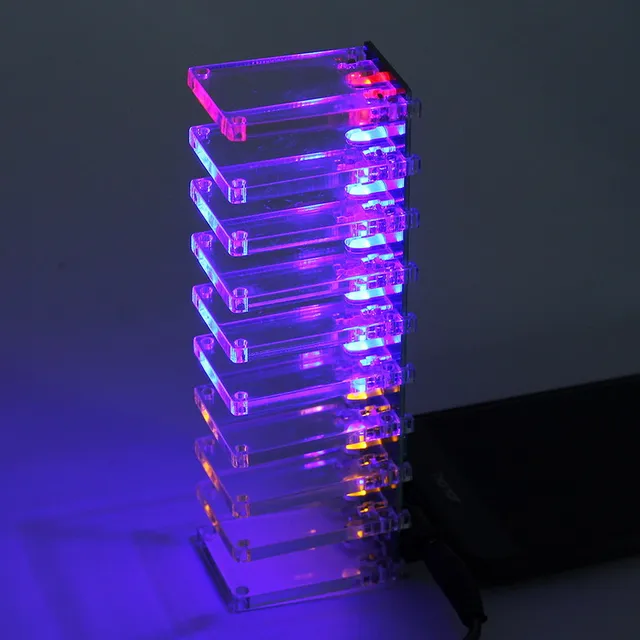 $US $8.69  Control de voz columna electrónica de cristal Kit DIY conjunto colorido de espectro musical indicad