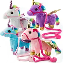 Electric Walking Unicorn Plush Toy Soft Stuffed Animal Doll Electronic Pets Music Unicornio Party for Children Christmas Gifts