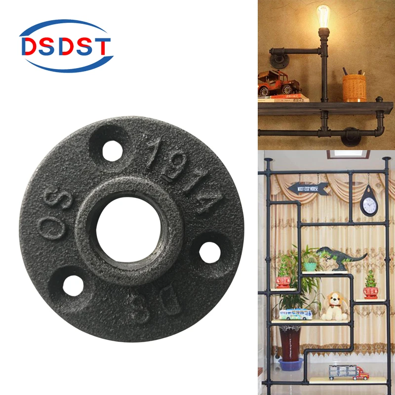 

10pcs/lot For 1/2" Pipe DN15 Iron Floor Flange Seat Classic Casting Iron Flange High Quality three holds Flanges Pipe Fittings