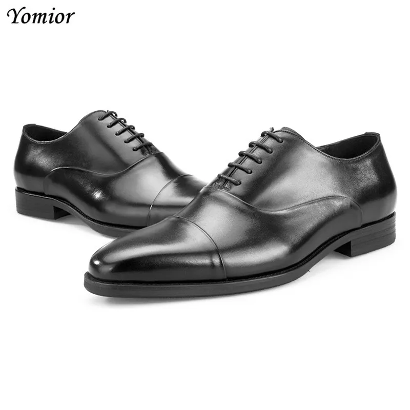 Lace Leder Herren gelb Kleid Formale up Hochzeit Büro Handgemachte Qualität Brogue Schwarzes Echtes Party Schuhe Neue Mann Sexy qw5Efq