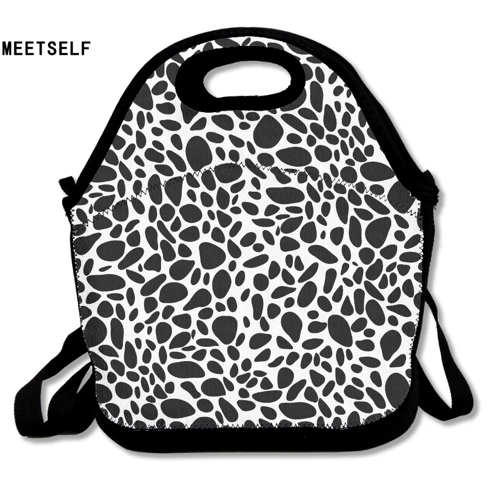SAMCUSTOM 3D Print White and Black Lunch Bags Insulated Waterproof Food