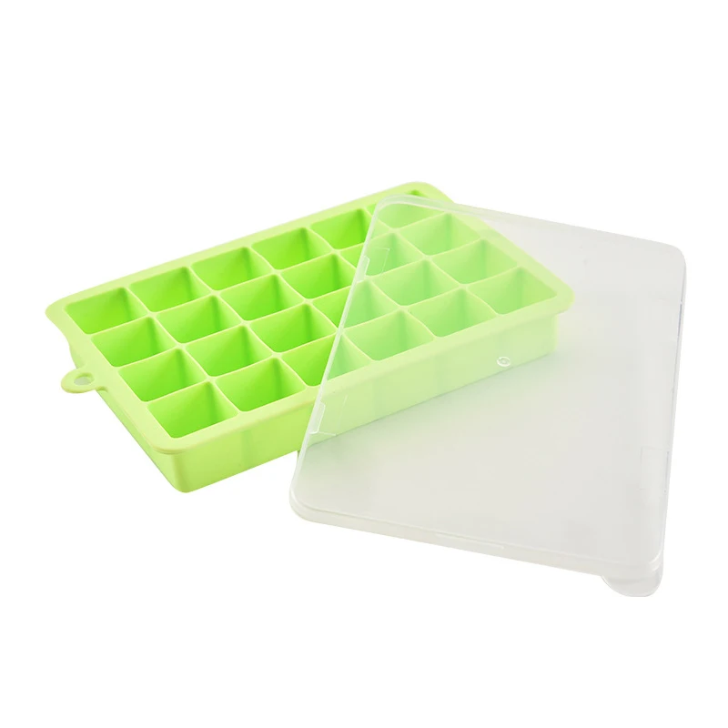 

24-Cavity Silicone Ice Cube Tray with Cover, Flexible Stackable Mini Cocktail Whiskey Ice Cube Mold Storage Containers