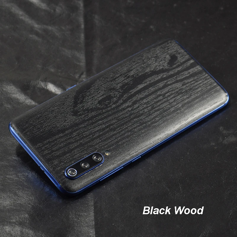 3D углеродное волокно кожи пленка обёрточная Бумага Телефон задняя паста наклейка для XIAOMI Mi9/Mi8 SE/Mix 2 S/MIX3/Redmi 7/K20 Pro/Note 5 Pro - Цвет: Black Wood