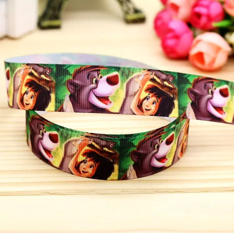 

7/8'' Free shipping Jungle Book printed grosgrain ribbon hair bow headwear party decoration wholesale OEM 22mm H5067
