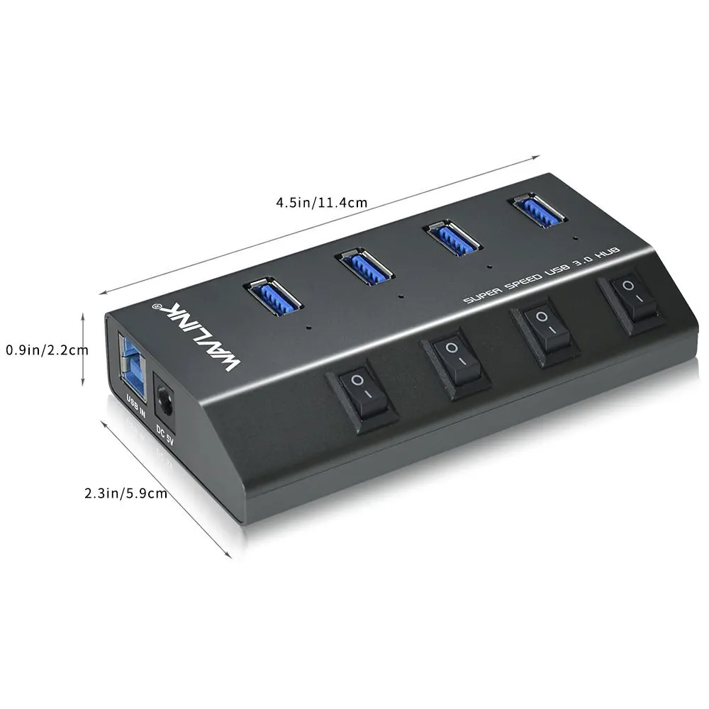 Wavlink алюминиевый 4 портовый USB 3 0 концентратор переключатель вкл/выкл