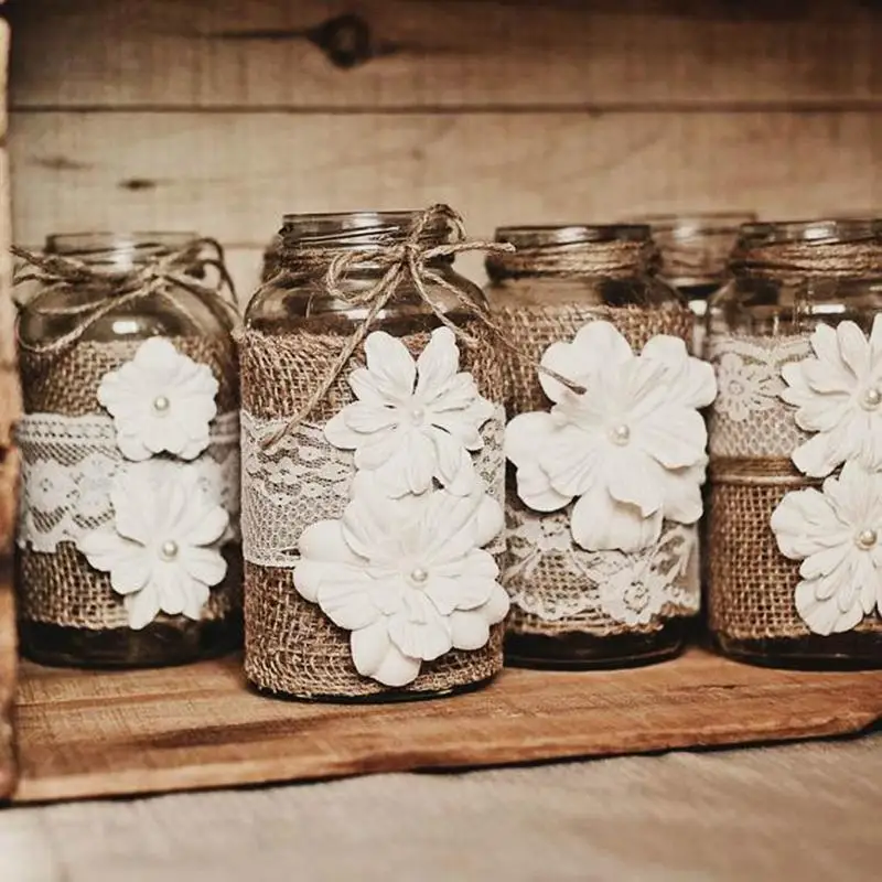 2Mx5cm Natural Jute Burlap Lace Trims Tape Hessian Ribbon Rustic Party