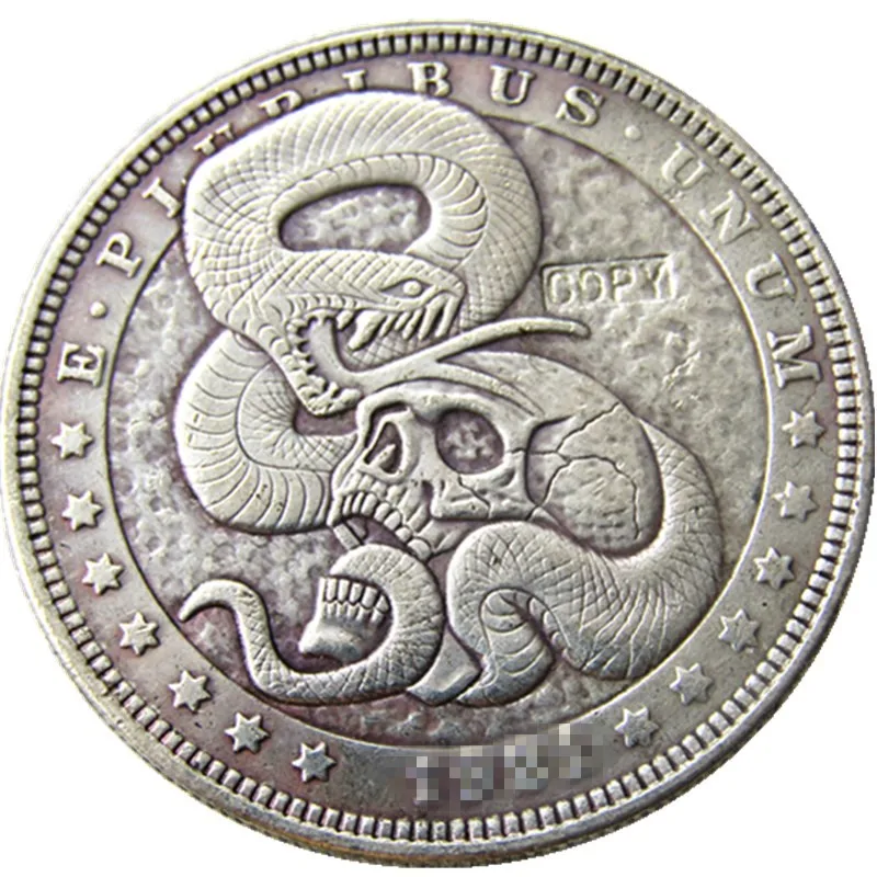 

HB(82)US Hobo 1921 Morgan Dollar Skull Zombie Skeleton Silver Plated Copy Coins