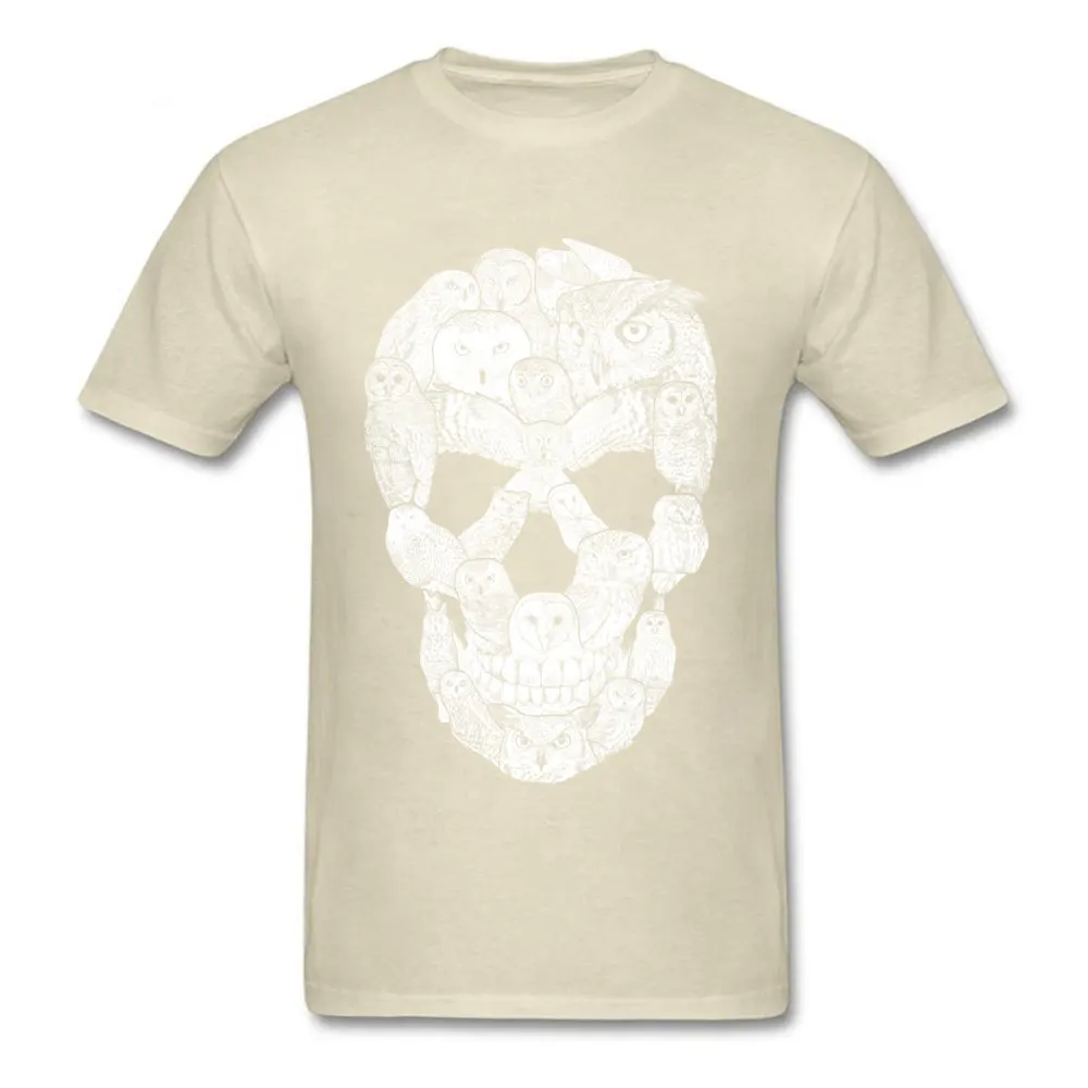 Sketchy Owl Skull Mother Day 100% Cotton Fabric Crew Neck T Shirt Short Sleeve Group Tops T Shirt Company Slim Fit T-Shirt Sketchy Owl Skull beige