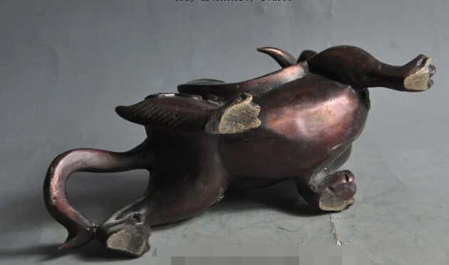 

S0196 chinese fengshui bronze animal beast Brave troops Pixiu Unicorn evil statue