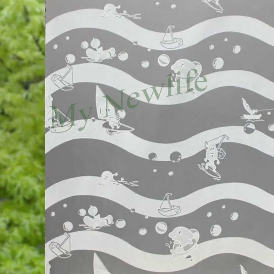 

Cartoon Surfing Frosted Window Film sticker on glass Home Decorative glass stickers Self-adhesive film Window Stickers 45x200cm