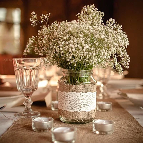 3pc lot Vintage Jute Burlap Hessian Ribbon with Lace Trims Tape Rustic Wedding Cake Topper Baby