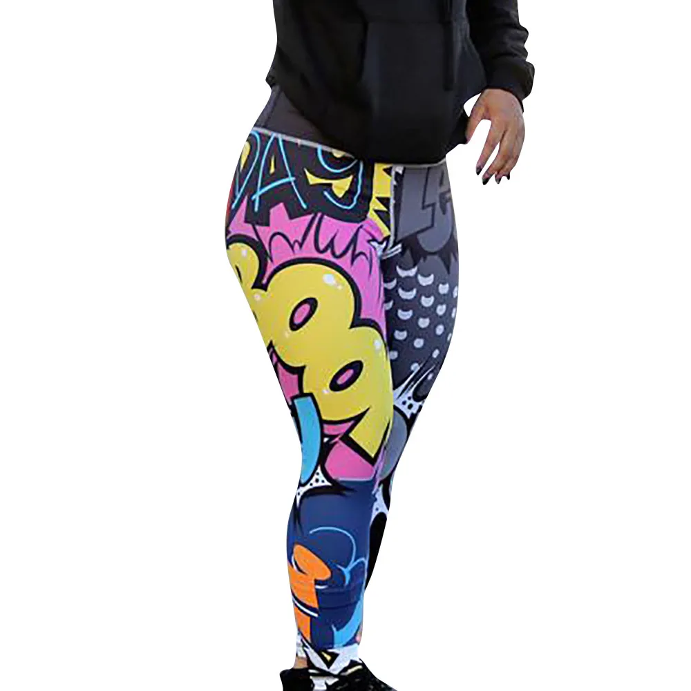 

2019 Spring Autumn Fashion Jeggings For Women Digital Printing Cartoon Funny Leggings Comic Hip Push Up High Waist Leggings #N