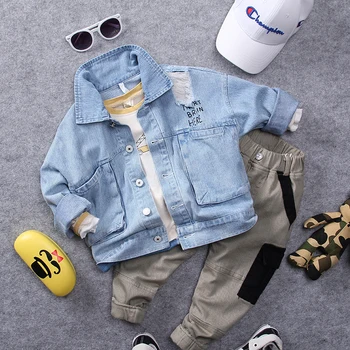 

100-140cm height new 2019 spring fashion style boys letter hole denim jacket boys spring autumn clothing