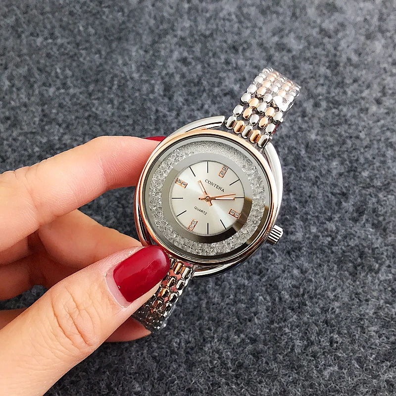 Reloj mujer, серебряные женские часы, роскошные модные брендовые ЖЕНСКИЕ НАРЯДНЫЕ часы, кварцевые наручные часы из сплава для девушек, женские часы с кристаллами