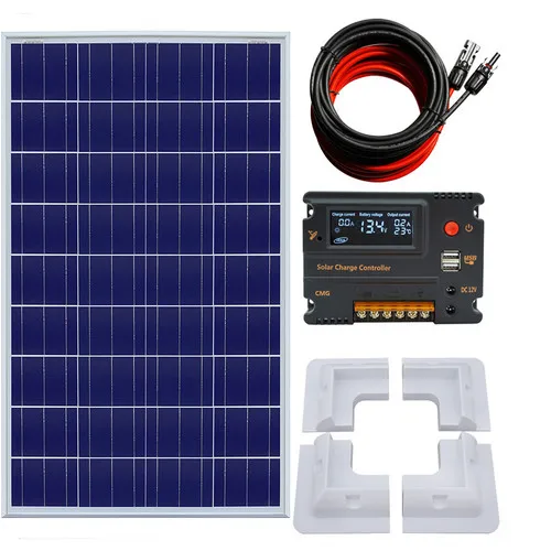 

100W poly Solar Panel Kit 12V 10A Charger LCD Controller & Bracket Caravan HOME solar energy system solar cell solar panel