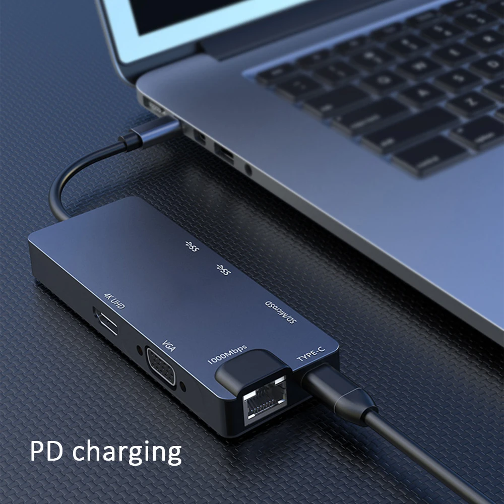 USB-C type C концентратор USB 3,0 HDMI 4K RJ45 Gigabit Ethernet VGA SD TF кард-ридер для Macbook Pro huawei P20 pro адаптер USB-C концентратор