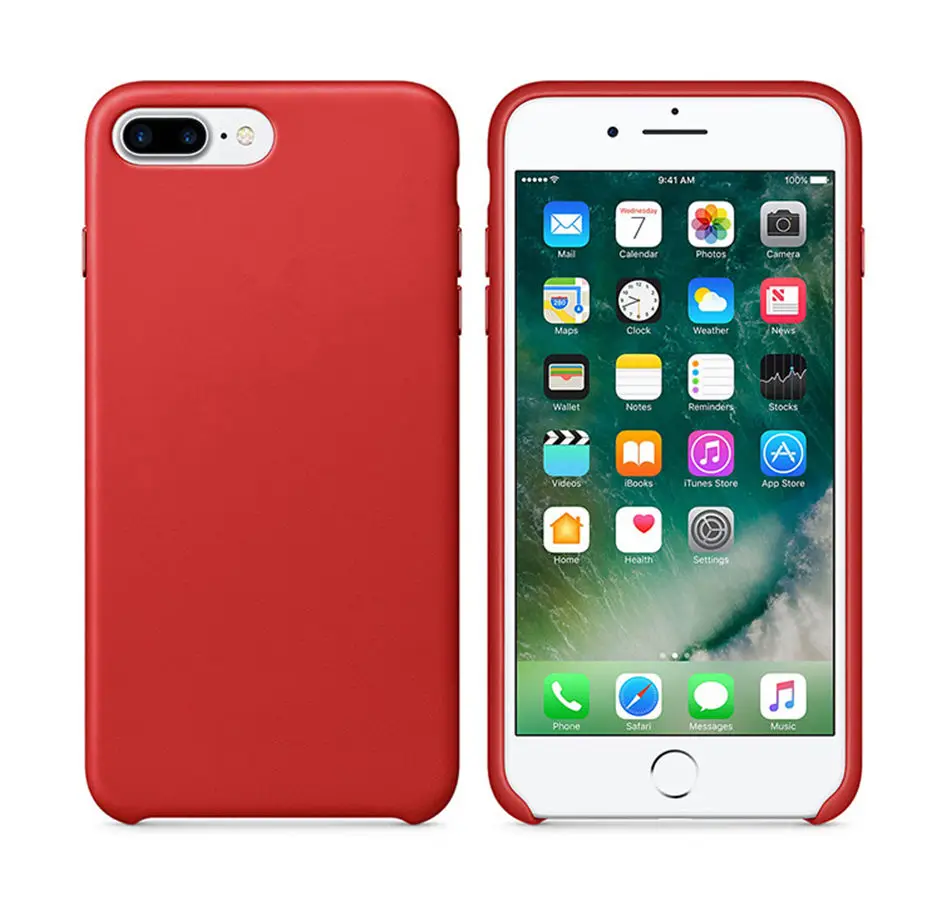 Роскошный чехол из искусственной кожи с пластиковой металлической кнопкой для iphone 7 8 X для iphone 7 8 Plus, чехол для телефона, Розничная коробка - Цвет: red