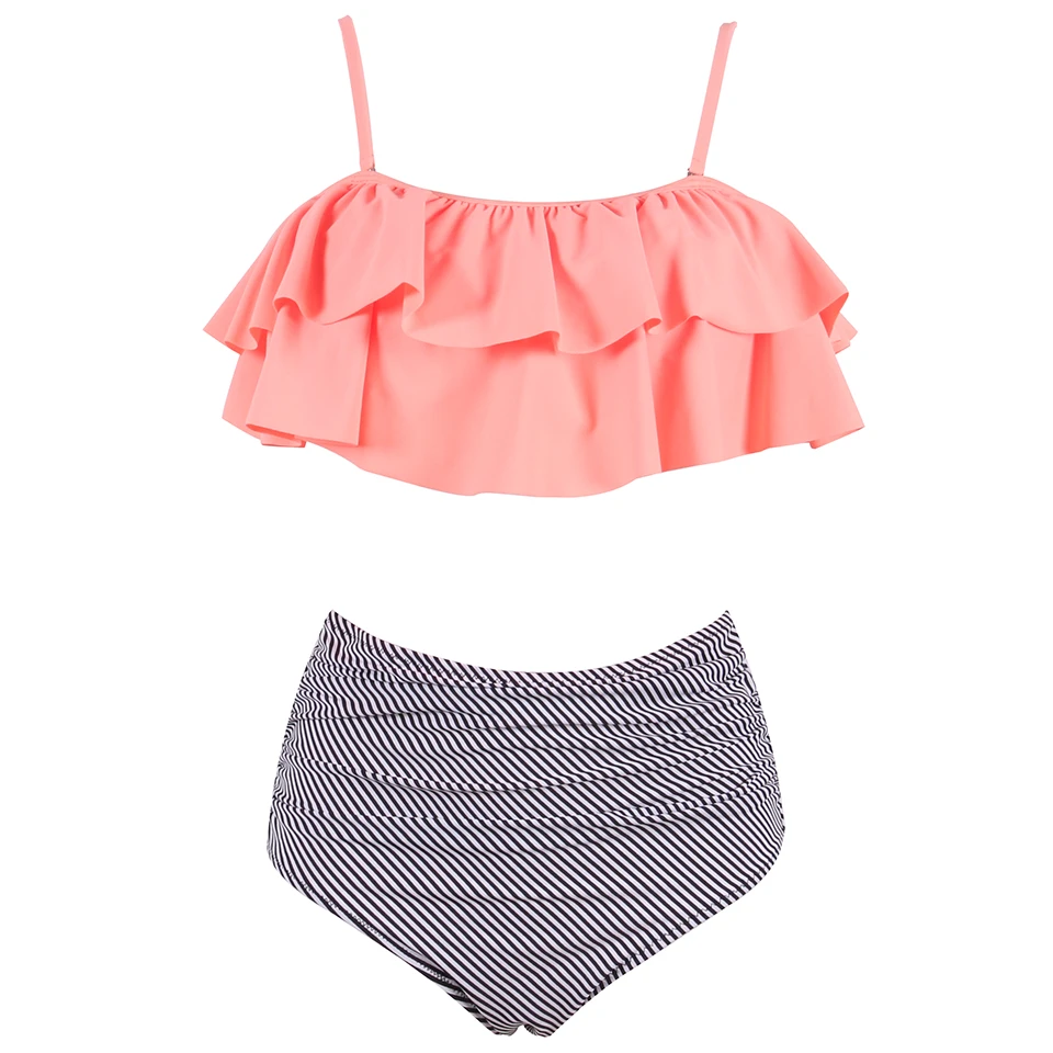 NAKIAEOI 2018 Newest Bikinis Women Swimsuit High Waist Bathing Suit Plus Size Swimwear Push Up Bikini Set Vintage Beach Wear