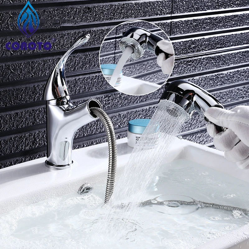 

coroto plating brass put out basin faucet &kitchen faucet hot and cold mixer taps torneira de pull-out free shipping