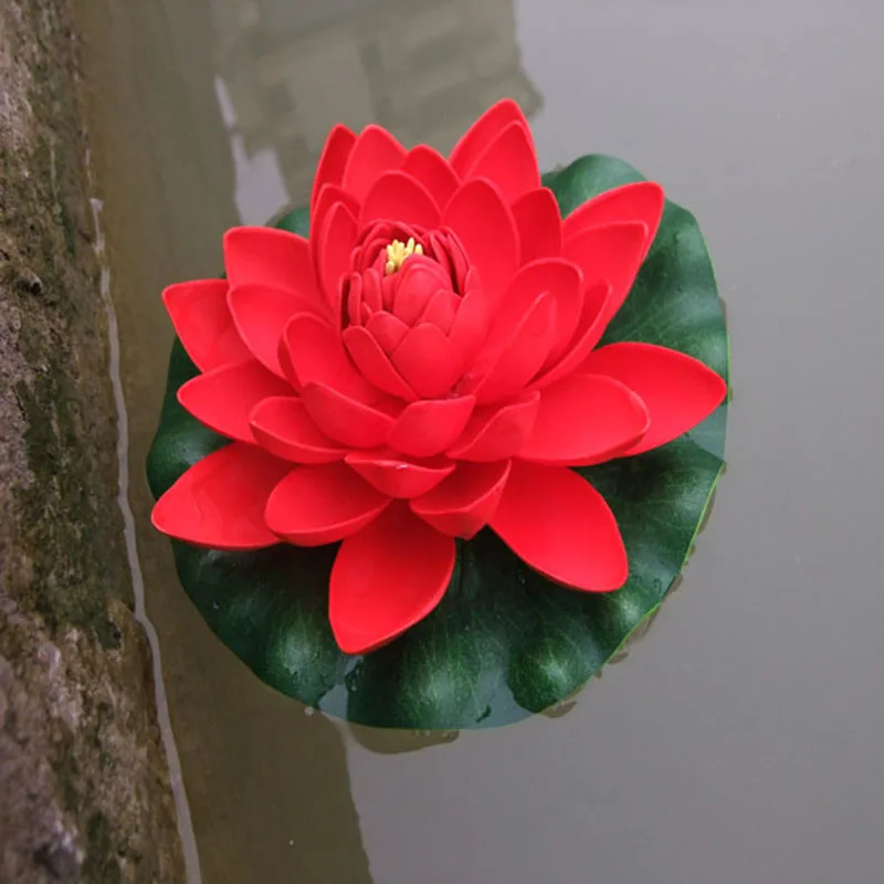 

2Pcs/set 18CM Real Touch Artificial Lotus Foam Lotus Flowers Water Lily Floating Pool Plants Wedding Garden Home Decor Floral
