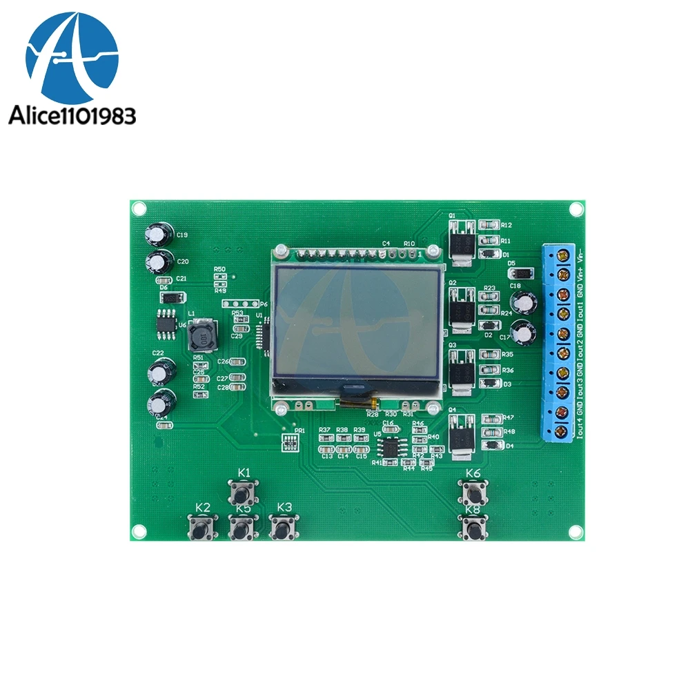 

12-24V 4-Channel 6 Keys Adjustment 4-20Ma Current Signal Generator Source Transmitter12864 LCD Display Module