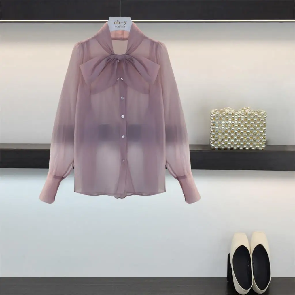 

Zanzea Rushed Acetate Full Solid Lantern Sleeve Blusa Vadim 2019 New Women's Chiffon Shirt Bow Collar Simple Women Blouse