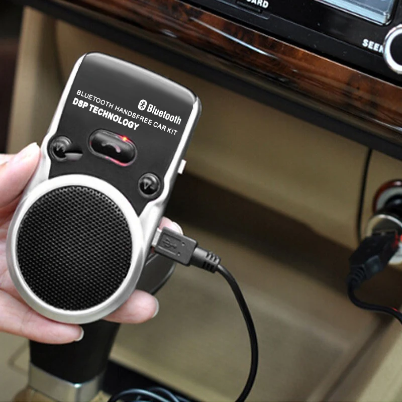 Wireless Bluetooth Handsfree Car Kit Solar Power Speakerphone For Mobile Phone Dual Phone