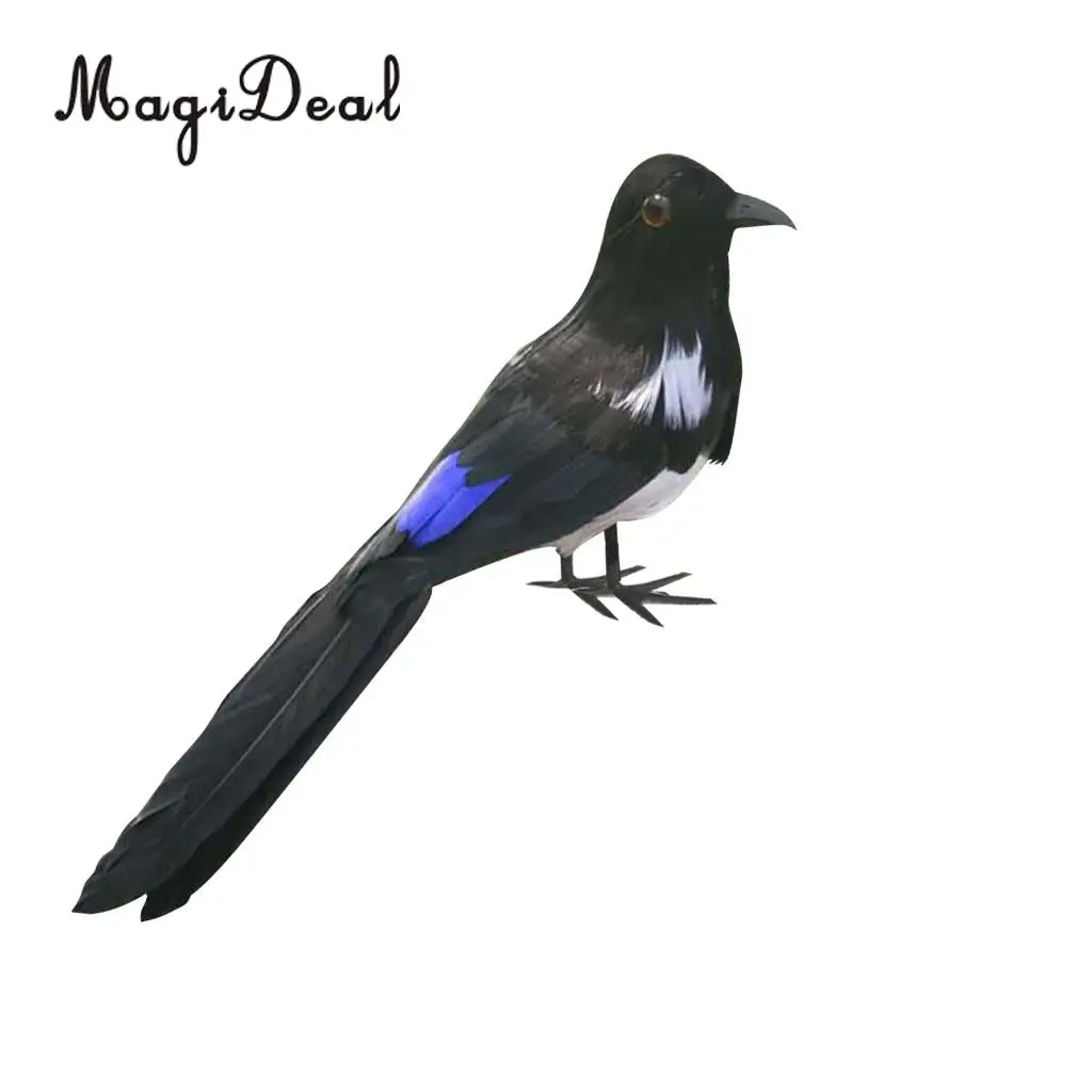 Vivid Fake Artificial Birds Raven Magpie for Coffee Shop Pub Bar Home Decoration	
