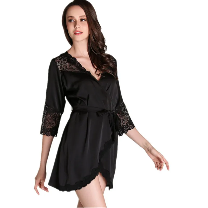 Ladies Sexy Lace Kimono Robe Lace Night Robe Fashion Bridesmaid Robe