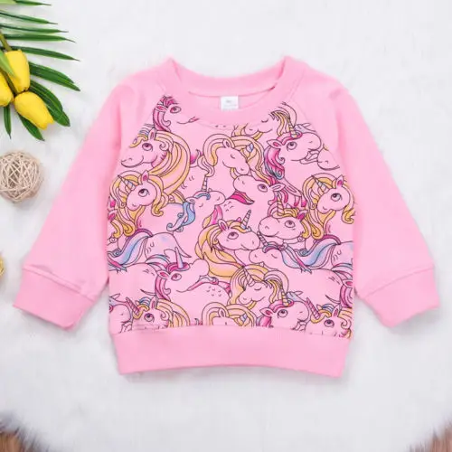 

Pudcoco Fashion Pink Unicorn Hoodies Kids Girls Long Sleeve Pullover Sweatshirt Children Spring Autumn Clothing Casual Tops 1-6Y
