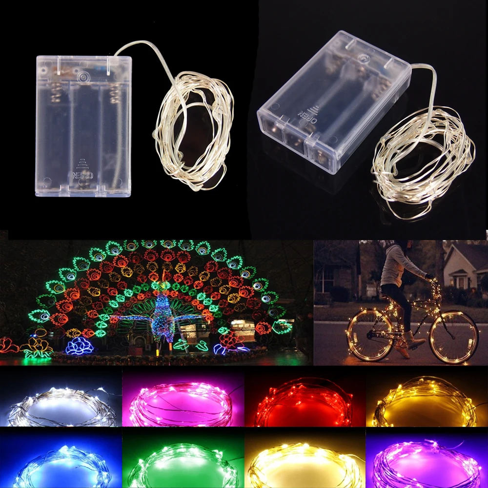 

3AA Battery Operated LED Copper Wire String Lights for Xmas Garland Party Wedding Decoration Christmas Fairy Lights 2M 20Leds