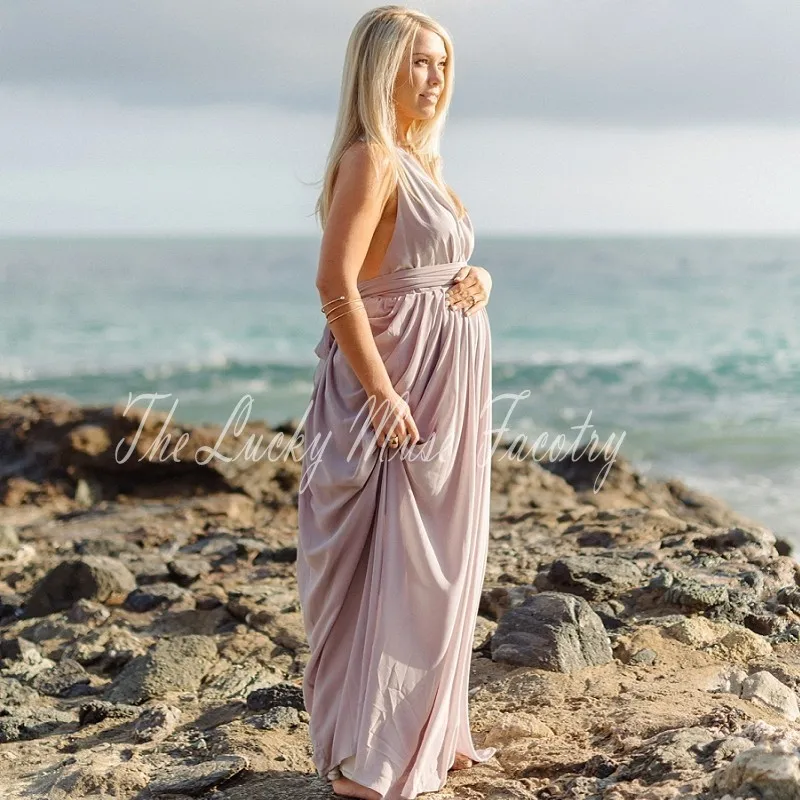 Summer Beach Maternity Evening Dress Chiffon Backless Maix Women Prom Party Dresses For Pregnant 