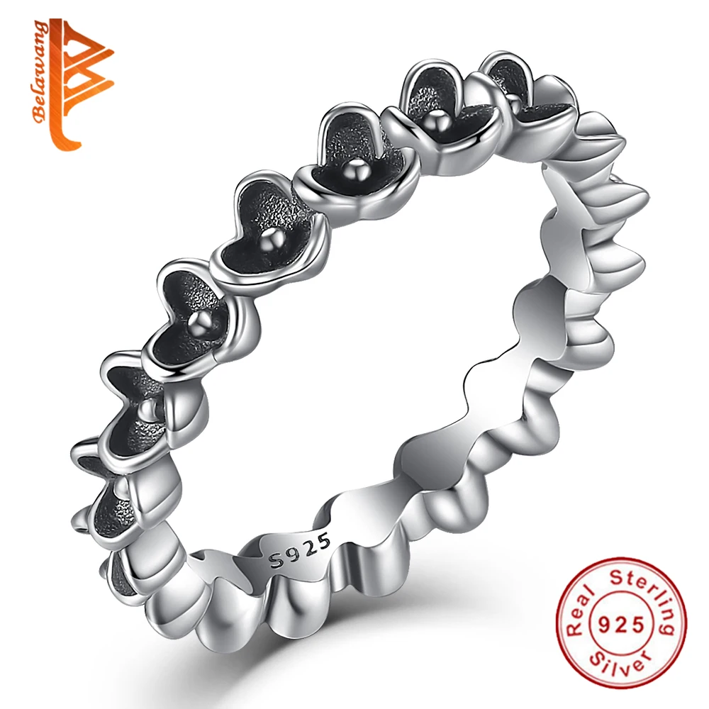 BELAWANG 925 Sterling Silver Mystic Daisy Flower Silver font b Ring b font Compatible with European